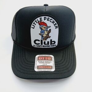 Black Trucker Hat with Little Pecker Club Embroidered Patch